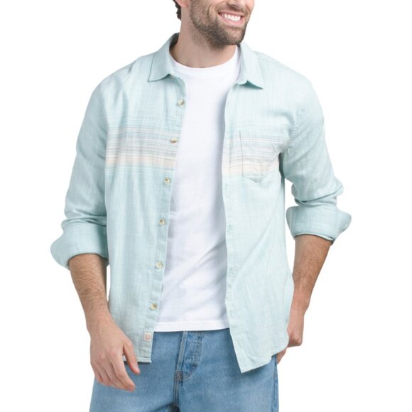 MARINE LAYER Blue/pink Classic Stretch Selvage Shirt